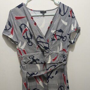 Talbot's nautical faux wrap dress, medium